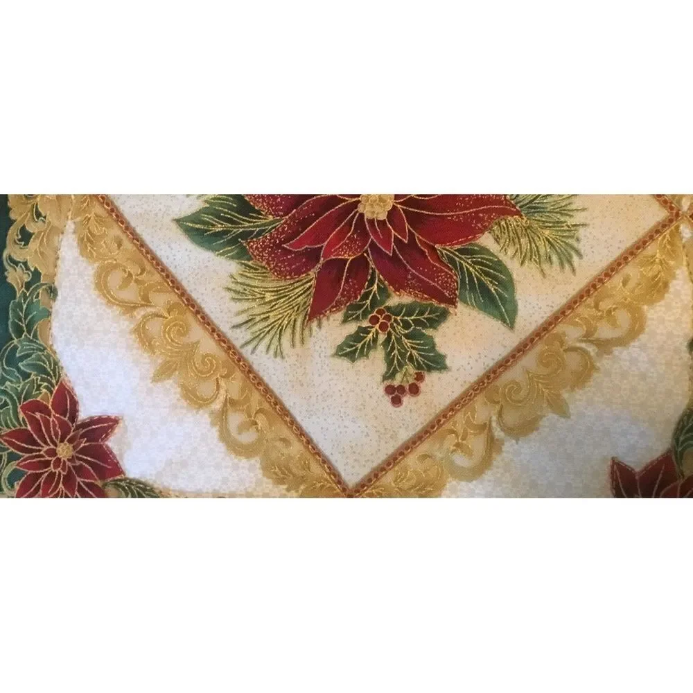 NWT. Hand Crafted Gorgeous Metallic Quilted Holiday Runner.  REVERSIBLE